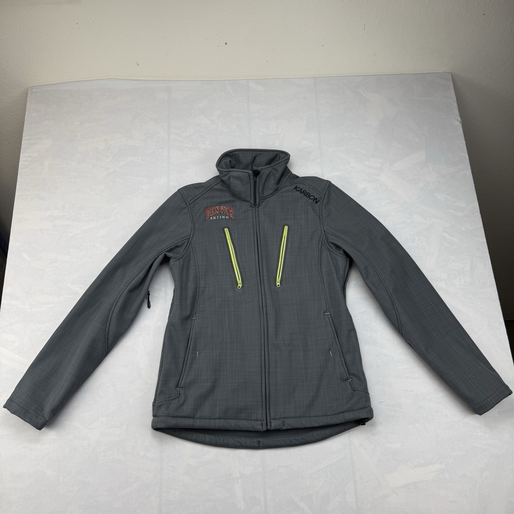 Karbon Womens XS Softshell Ski Jacket Gray Denver Skiing Full Zip